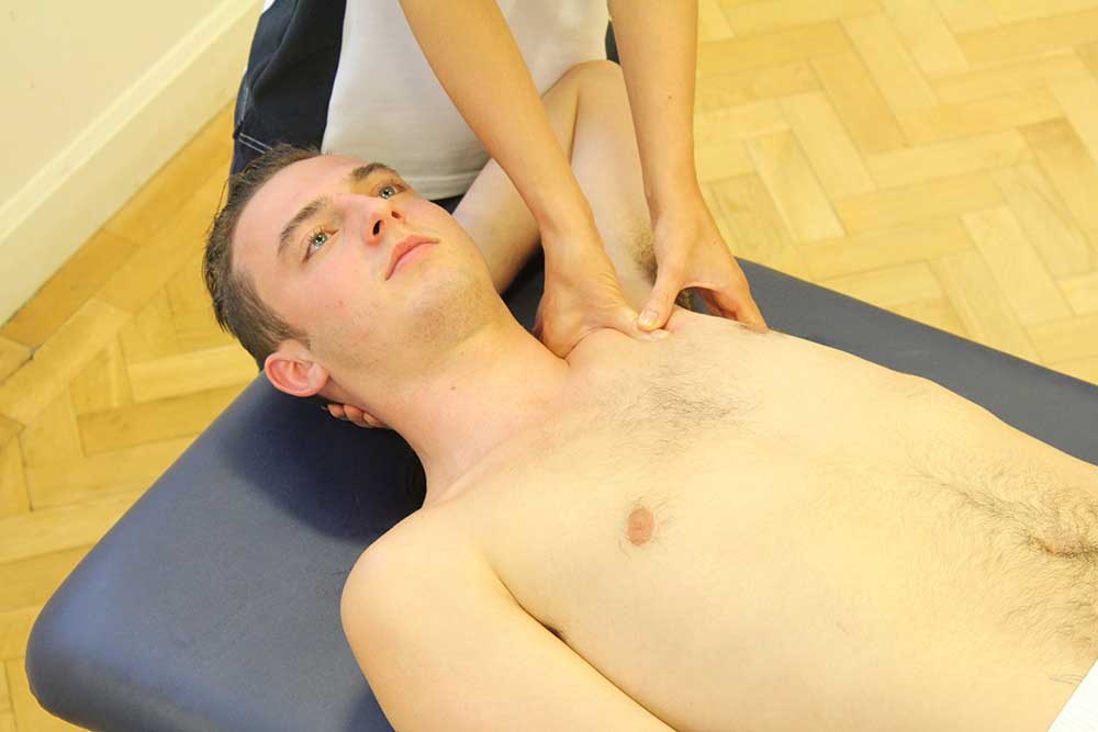 Targeted massage of pectoralis major to address dealyed onset muscle soreness