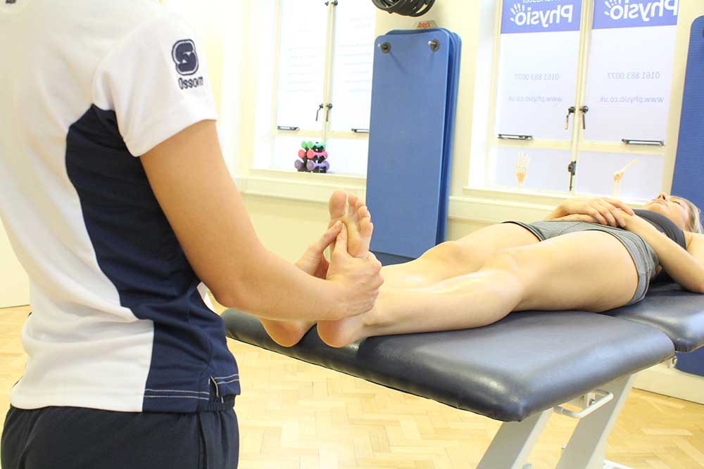 Soft tissue massage and mobilisations of the foot and ankle to relieve pain and stiffness