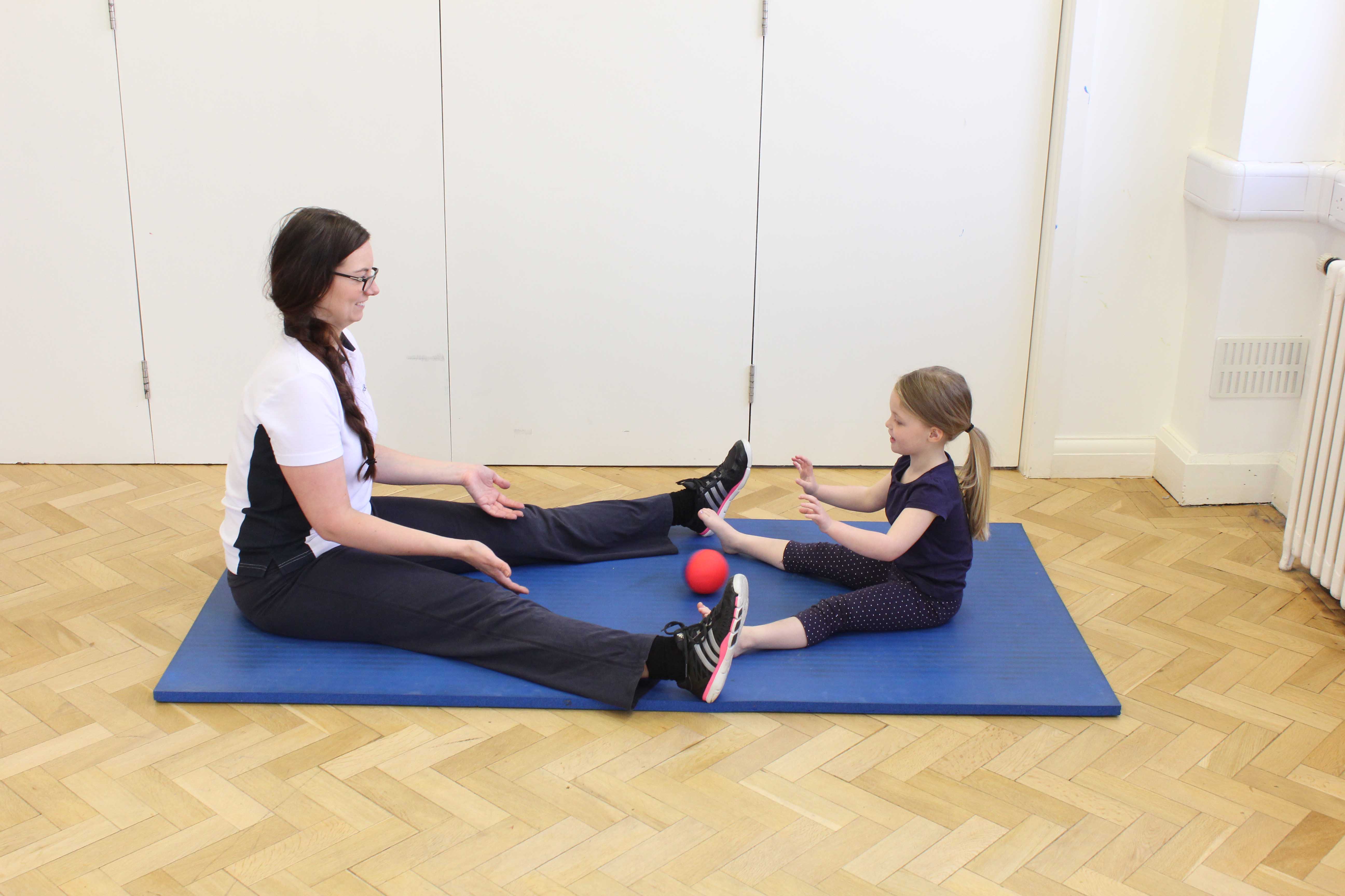 strength and stretching rehabilitation exercises guided by paediatric physiotherapist