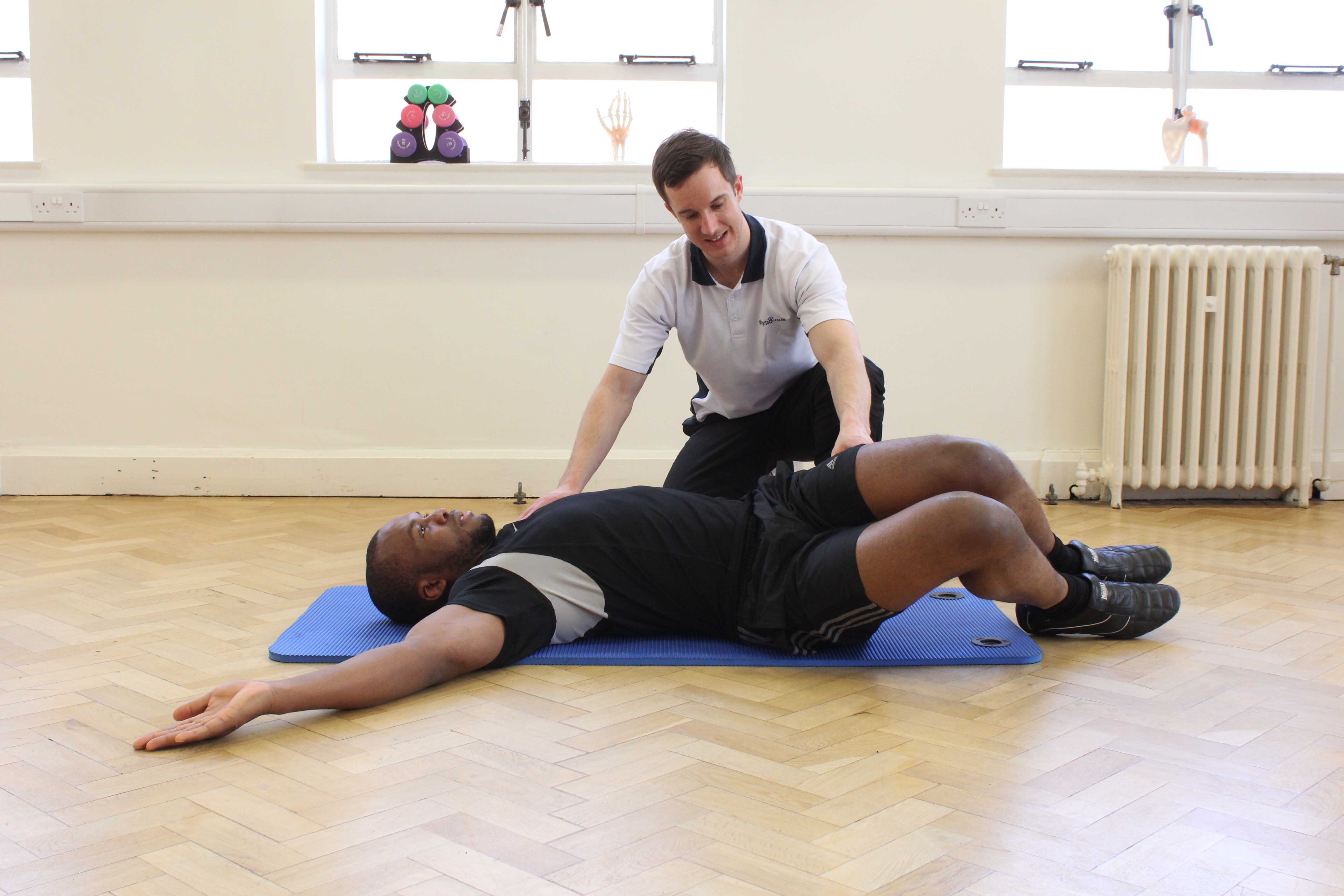 Progressive strengthening hip exercises supervised by experienced therapist