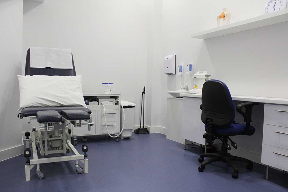 Dedicated specialist Podiatry treatment room at our Minshull Street clinic. Dedicated specialist Podiatry treatment room at our Minshull Street clinic.