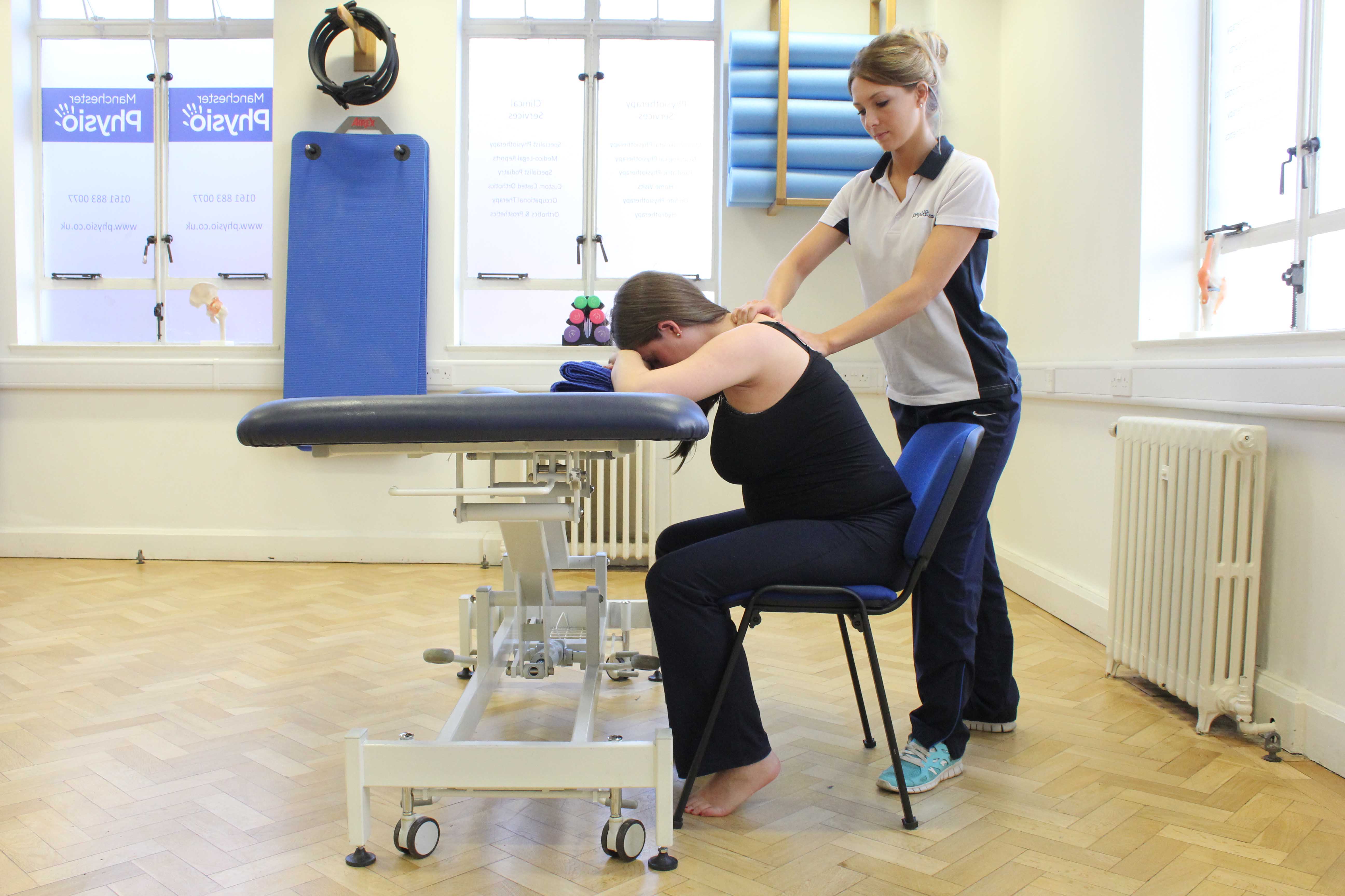 Assessment of the cervical spine, muscles and connective tissues in the neck performed by an experienced Physiotherapist