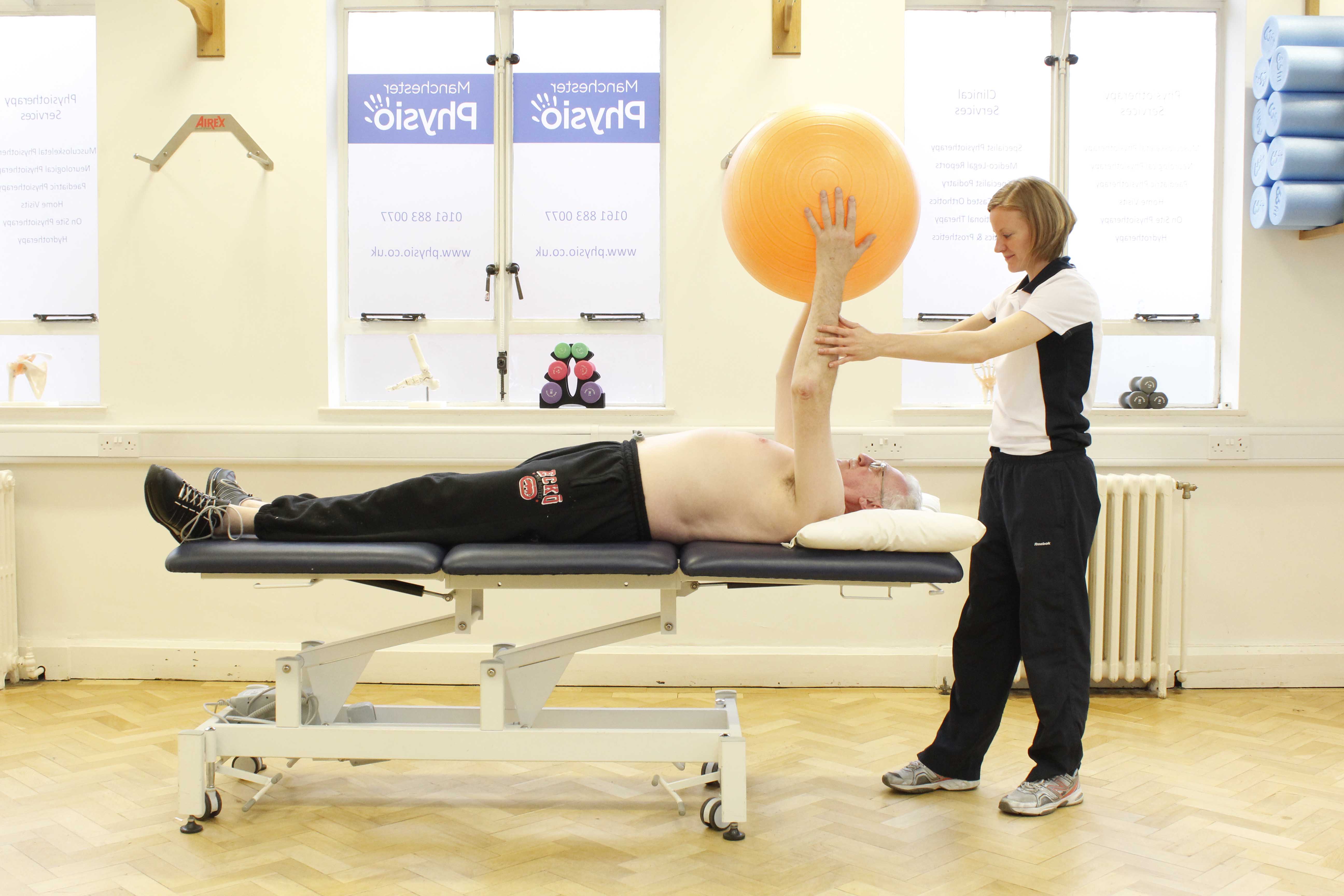 Active mobility exercises for the uper limbs supervised by a specilaist Neuro Physiotherapist