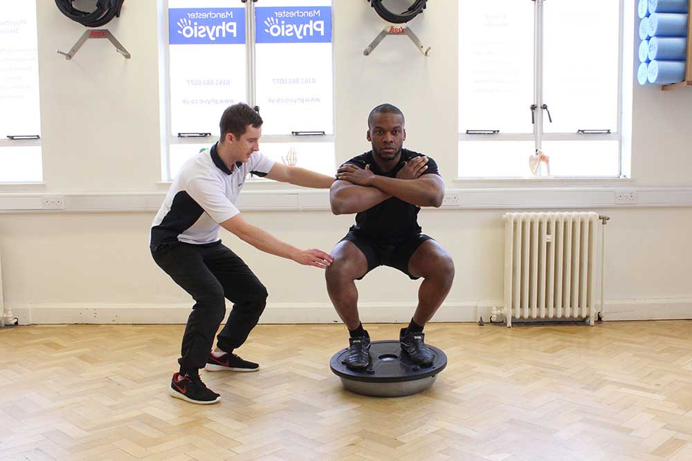 Ankle and knee stability proprioception exercises supervised by a physiotherapist Ankle and knee stability proprioception exercises supervised by a physiotherapist
