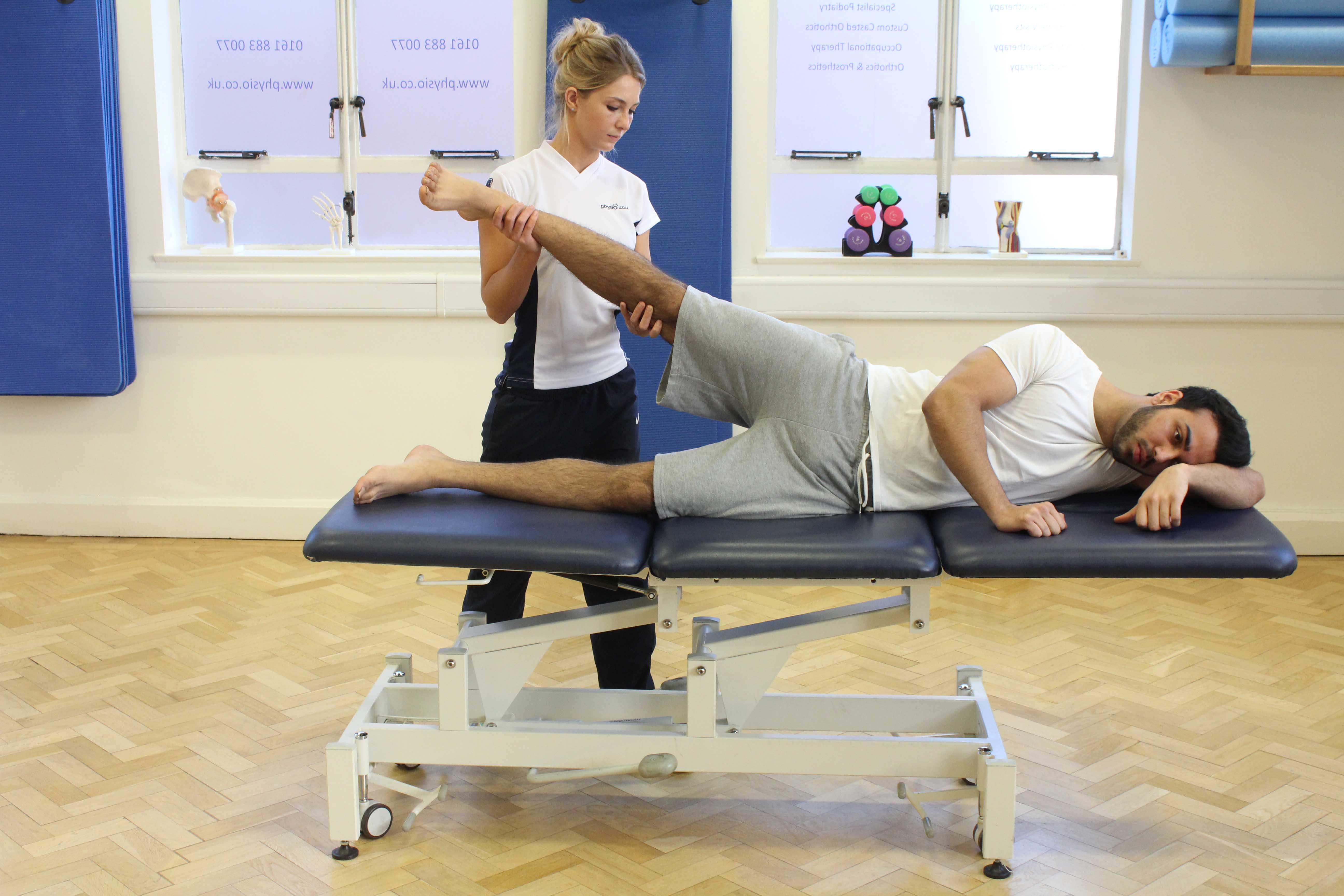Progressive strengthening hip exercises supervised by experienced therapist