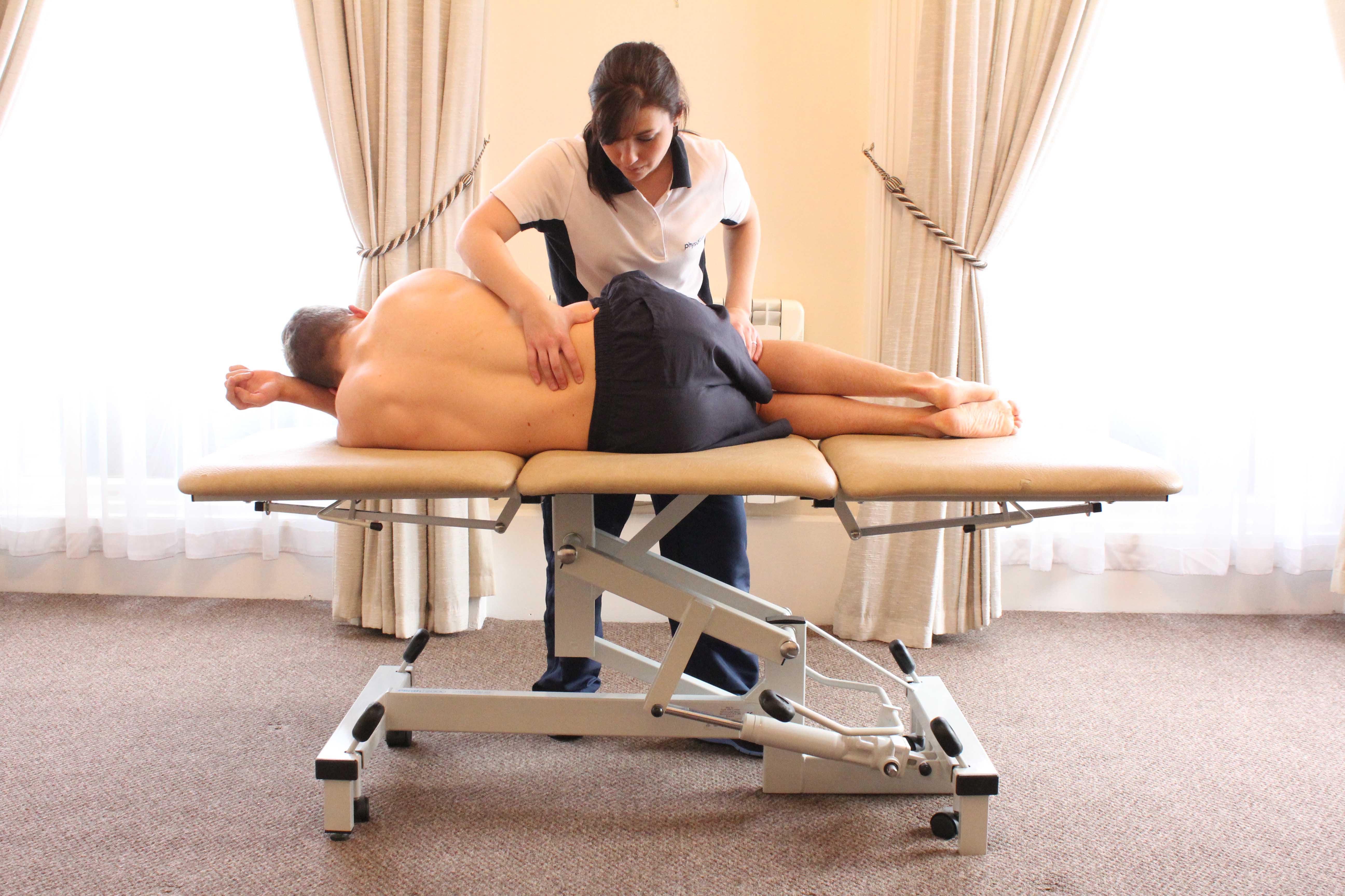 A patient being treated for a slipped disk. A patient being treated for a slipped disk.