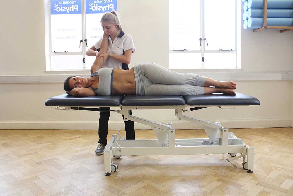 Swedish massage focused on upper limb bicep brachii muscle