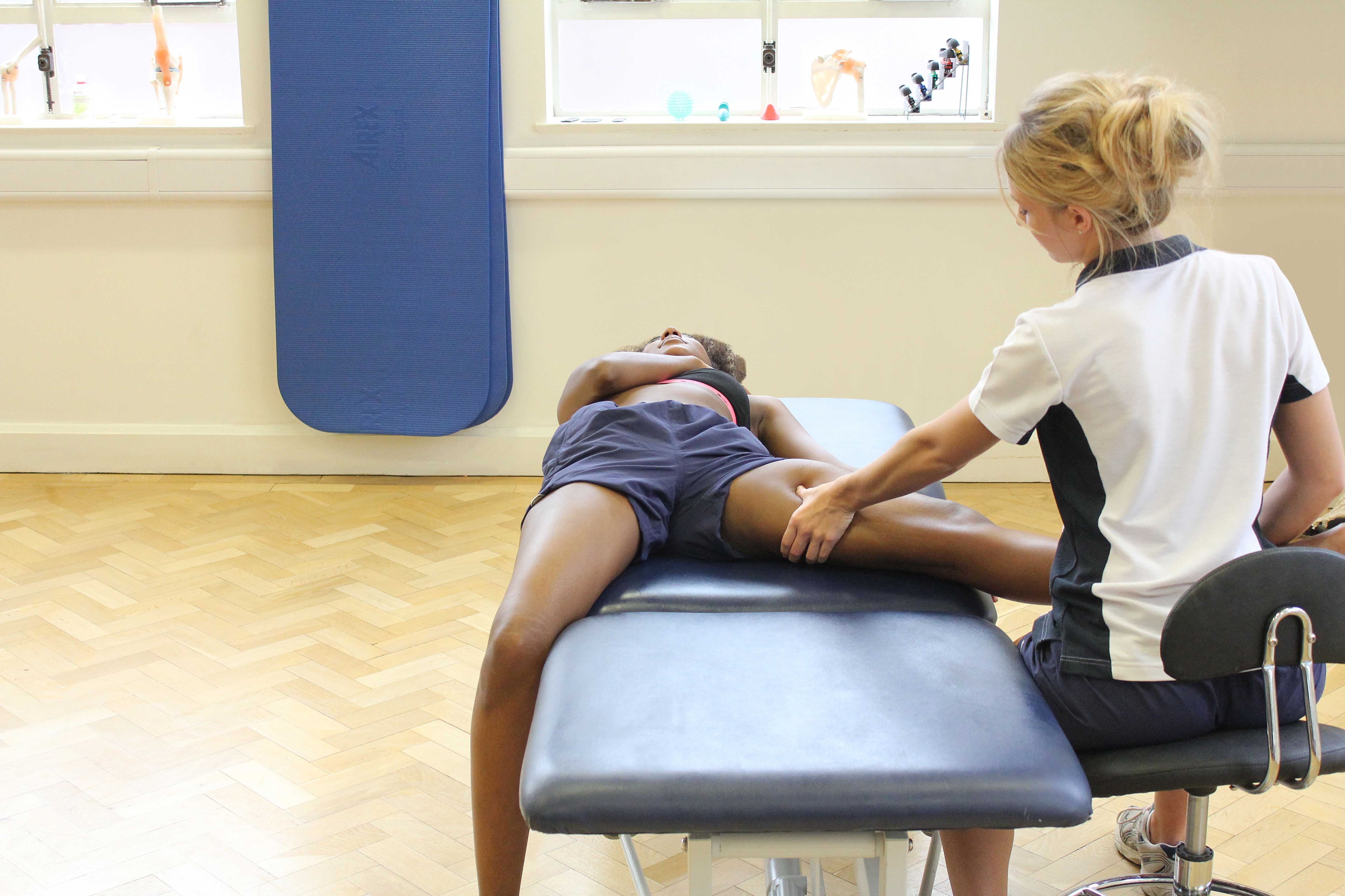 Assessment of the upper leg by an experienced MSK physiotherapist
